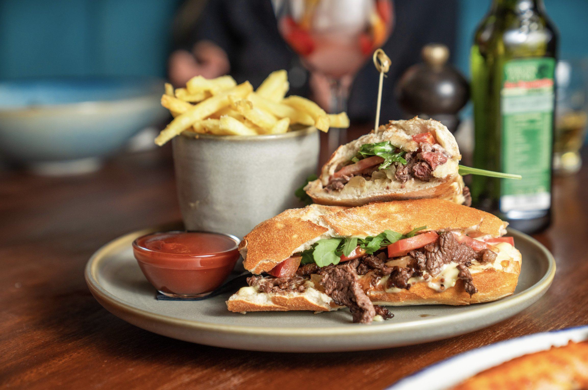 Smallworld Café — steak sandwich with fries, Carretera de Istán, Marbella