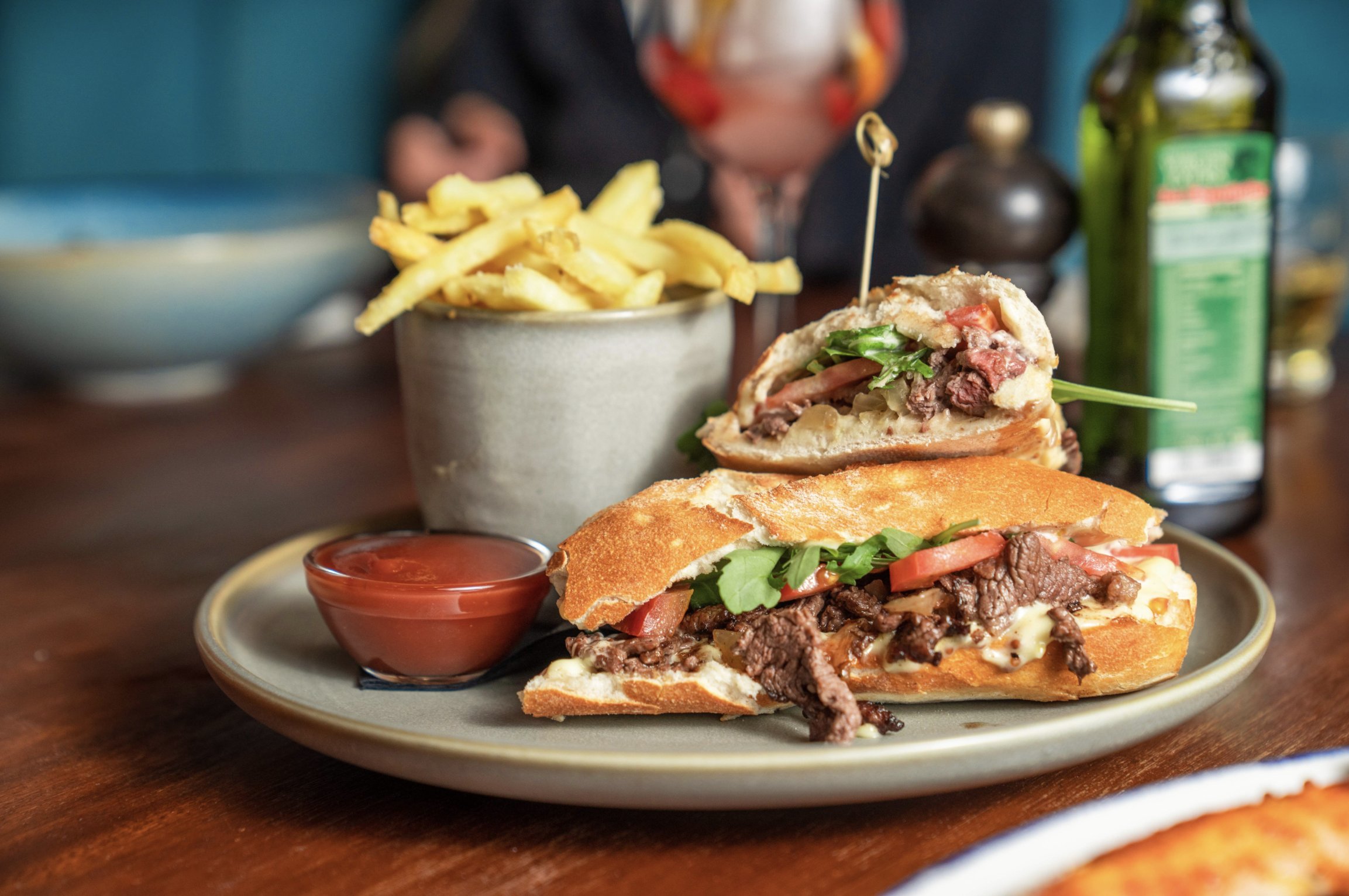 Smallworld Café — steak sandwich with fries, Carretera de Istán, Marbella